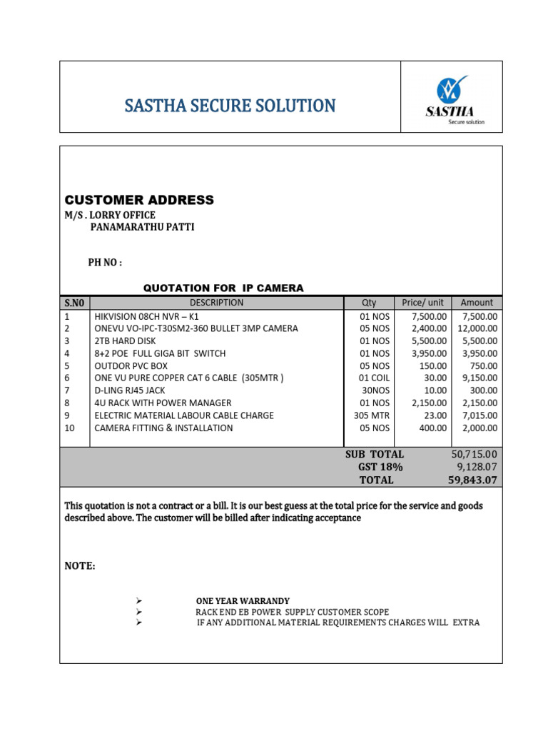 Q15 - Lorry Office - CCTV Quotation - 24-06-2025 | PDF