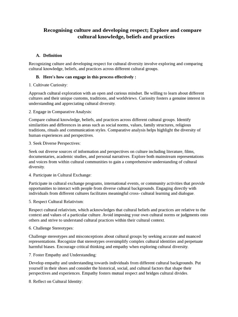 Exploring Cultural Diversity and Respect | PDF | Cross Cultural ...