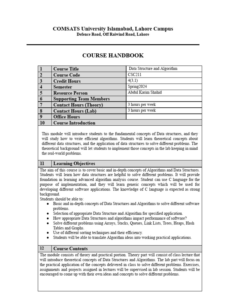 Data Structures and Algorithms Handbook | PDF | Algorithms And Data ...