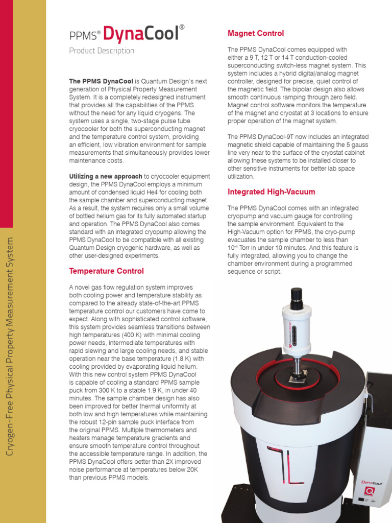 Cryogen-Free PPMS DynaCool System | PDF | Temperature | Applied And ...