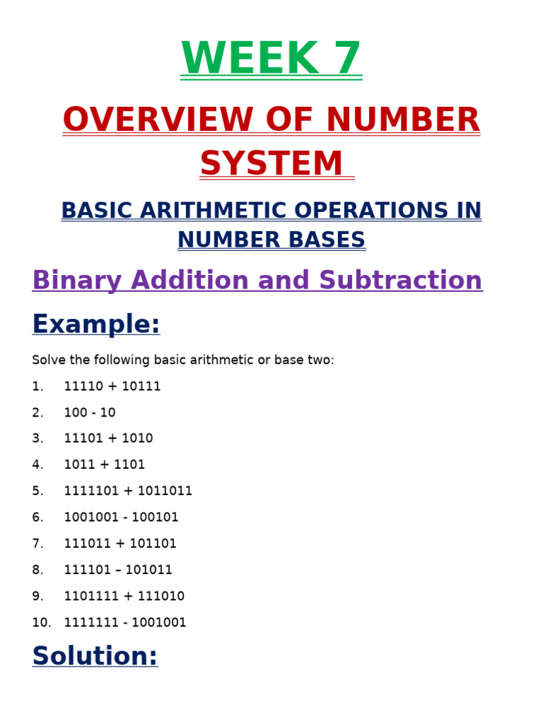 Week7e Notecomputersss3overviewofnumberbasestwo | PDF | Theory Of ...