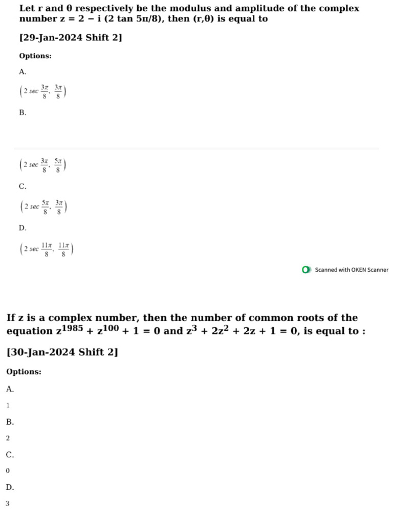 Complex Numbers PYQ | PDF