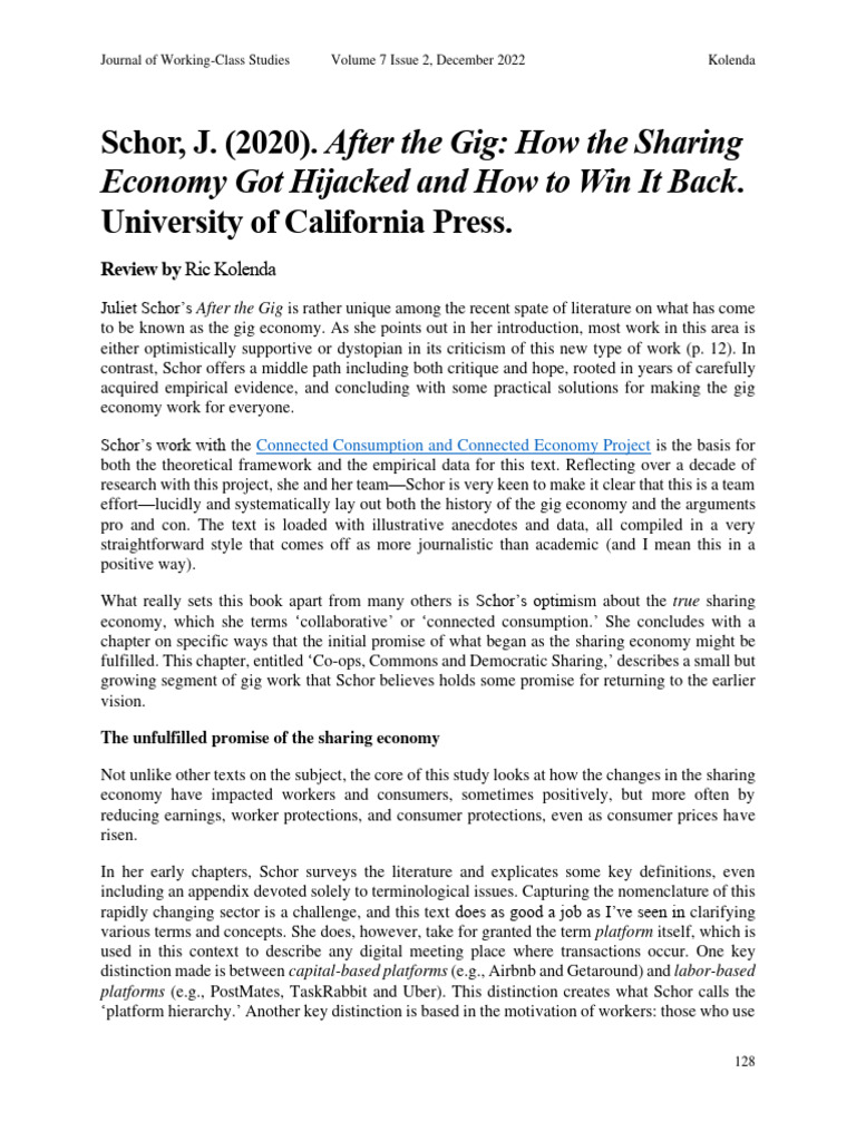 Review of Schor's "After the Gig" | PDF | Sharing Economy | Economies
