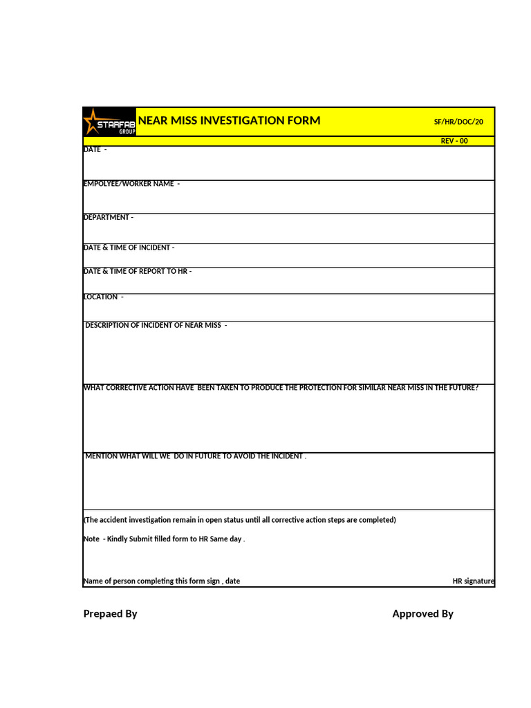 Near Miss Form | PDF