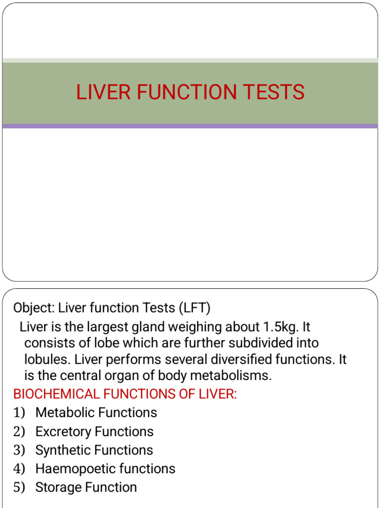 Liver Function Test - Corrected | PDF | Metabolism | Liver