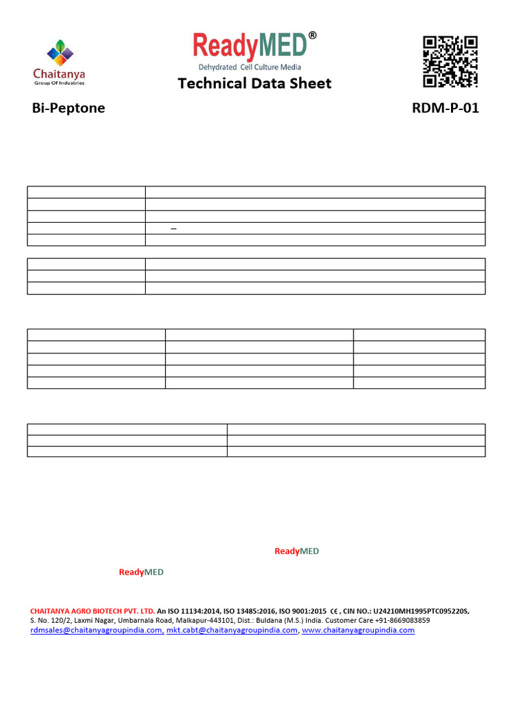 Technical Data Sheet: Bi-Peptone RDM-P-01 | PDF | Growth Medium ...