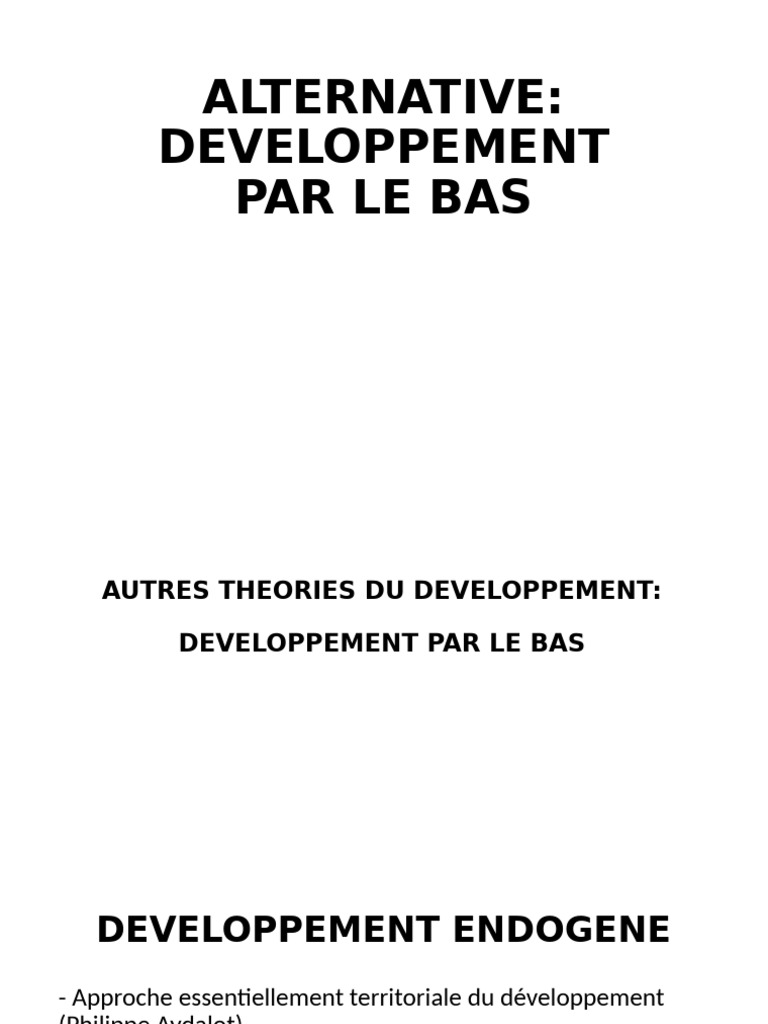 Développement par le bas et endogène | PDF | Développement économique ...
