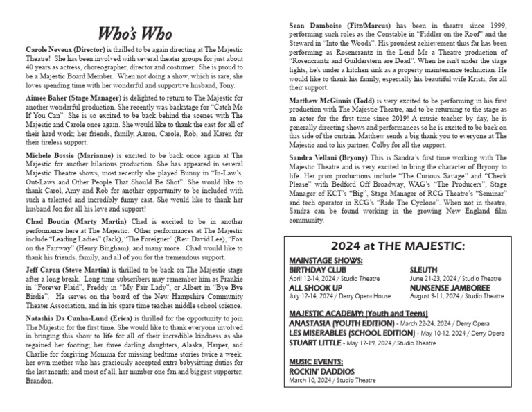 Theatre Bio Examples at The Majestic | PDF | Theatre | Broadway Musicals
