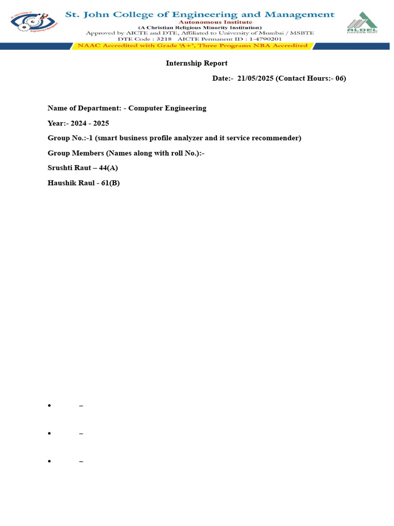Computer Engineering Internship Report | PDF