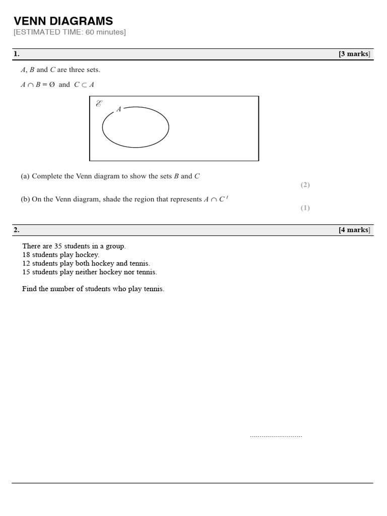 Venn Diagrams: Set Operations and Shading | PDF
