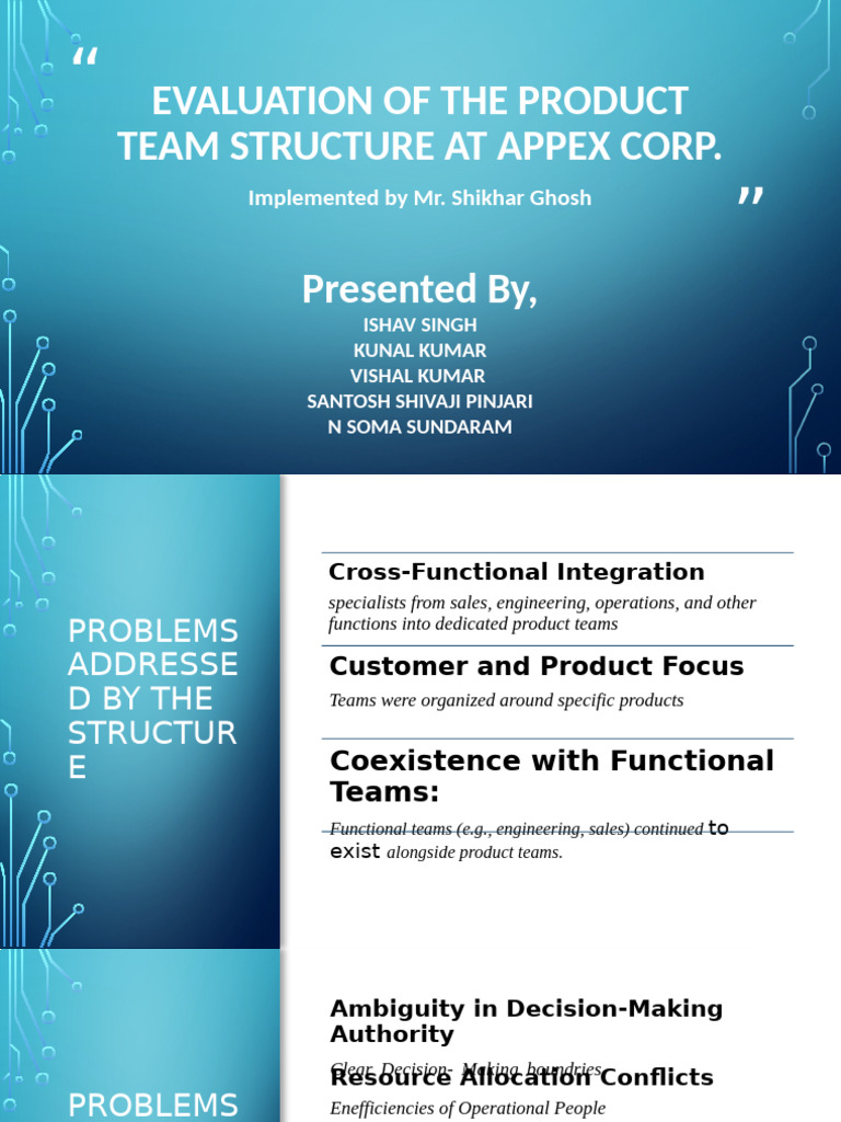 Evaluation of The Product Team Structure at Appex Corp | PDF