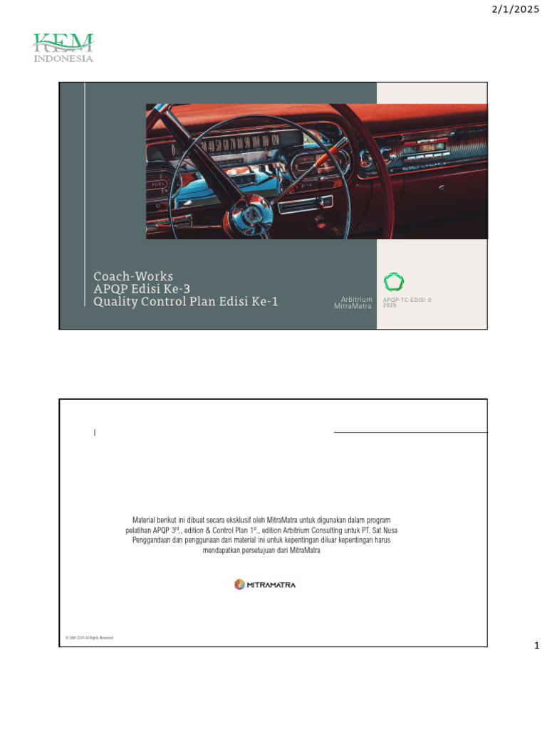 Pelatihan APQP dan Rencana Kontrol Mutu | PDF