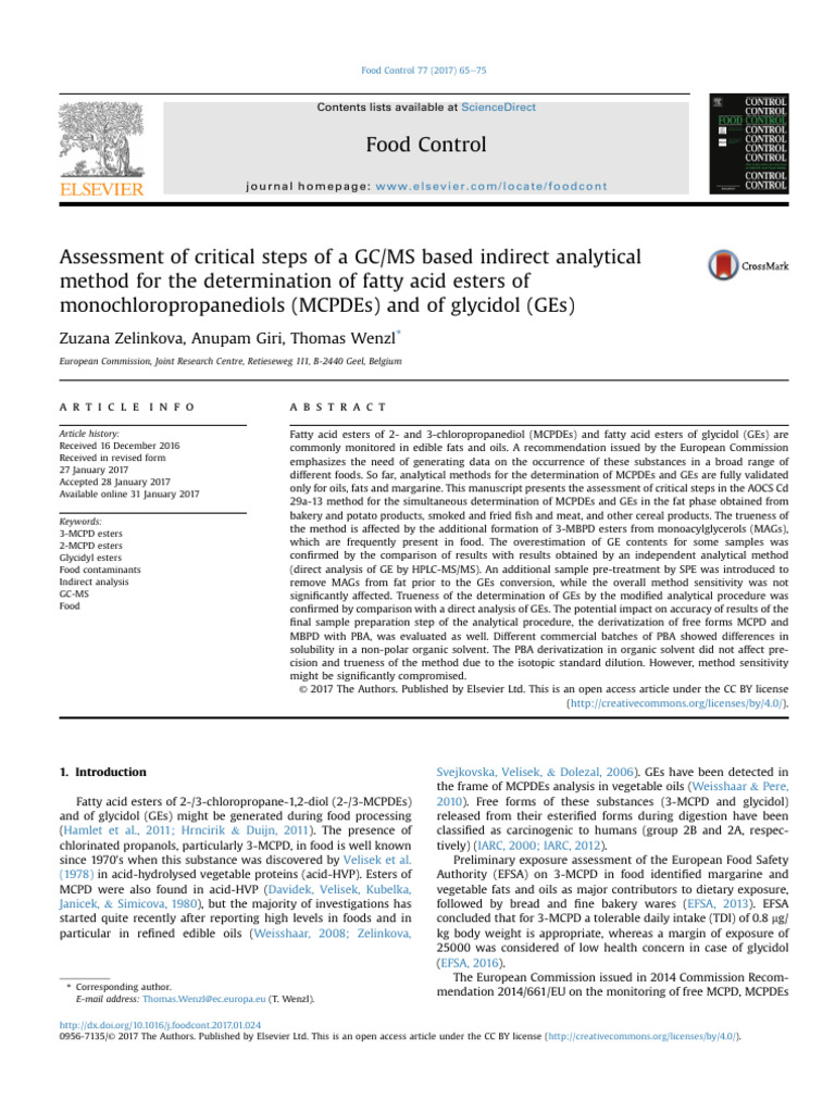 GC/MS Method for MCPDEs and GEs Analysis | PDF | Fat | Gas ...