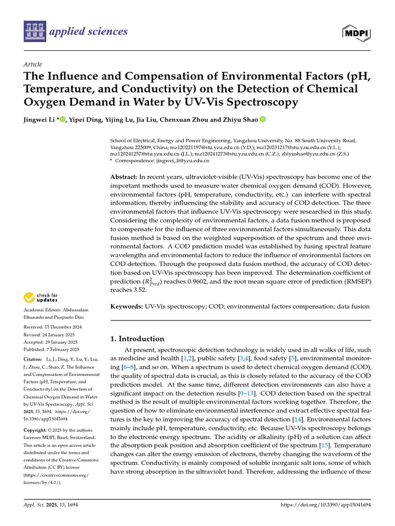 Environmental Factors in COD Detection | PDF | Ultraviolet–Visible ...