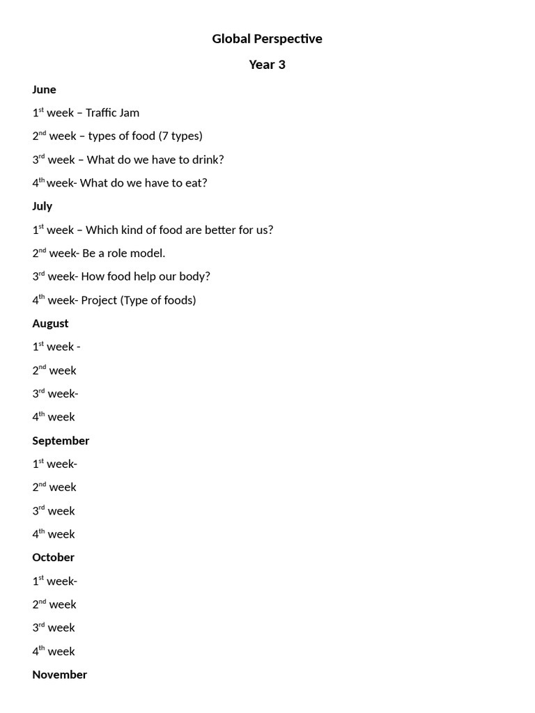Grade 3 Global Perspective Curriculum | PDF