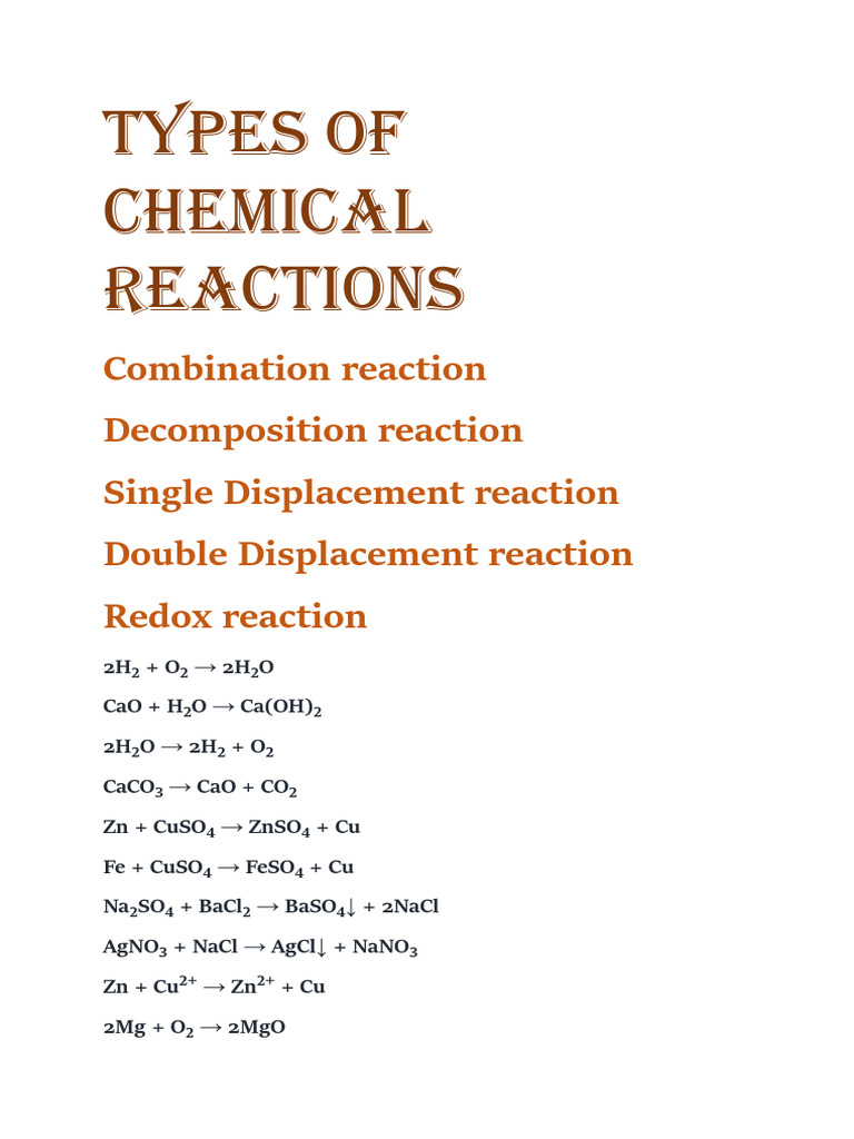 Types of Chemical Reactions Explained | PDF