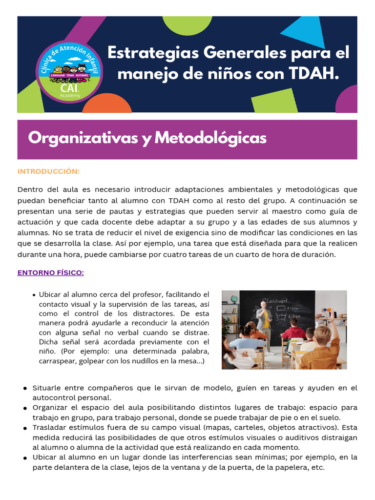 Estrategias para enseñar a alumnos con TDAH | PDF | Aprendizaje ...