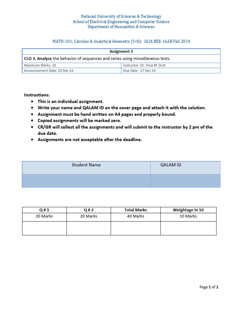 Assignment: Caluclus and Geometry | PDF