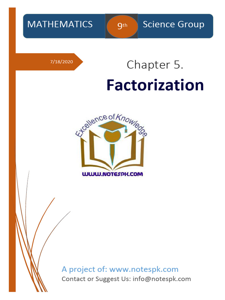 Class 9 Maths Chapter 5 Factorization | PDF | Factorization | Algebra