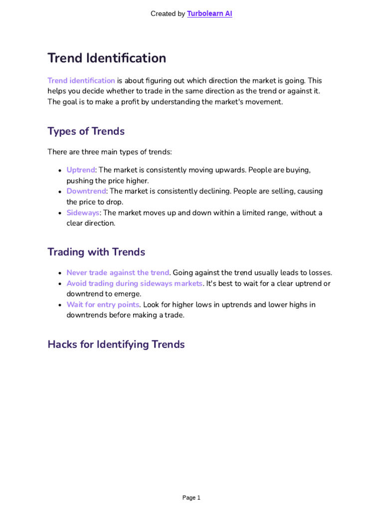 Market Trend Identification Guide | PDF | Market Trend | Moving Average
