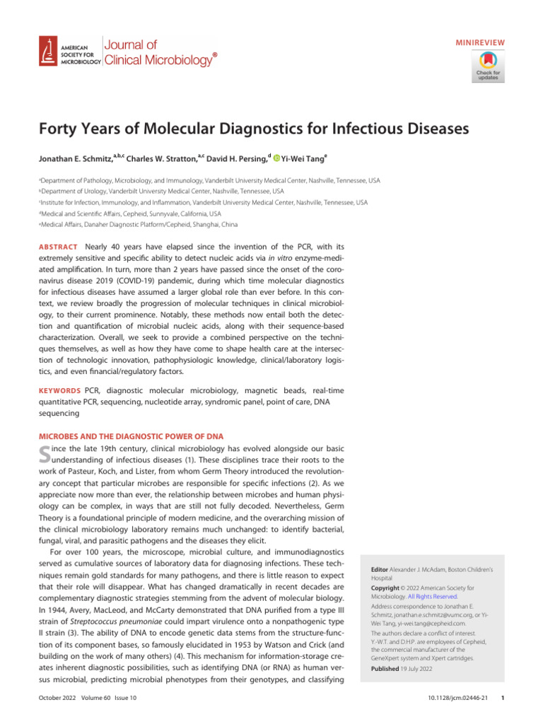 Evolution of Molecular Diagnostics in Infectious Diseases | PDF ...