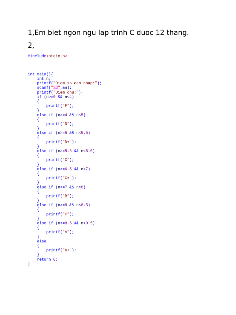 C Program for Grade Calculation | PDF