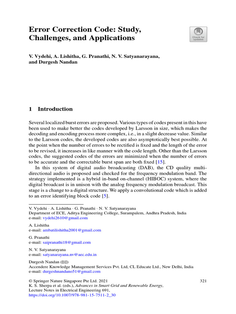 Error Correction Codes: Challenges & Applications | PDF | Code | Data ...