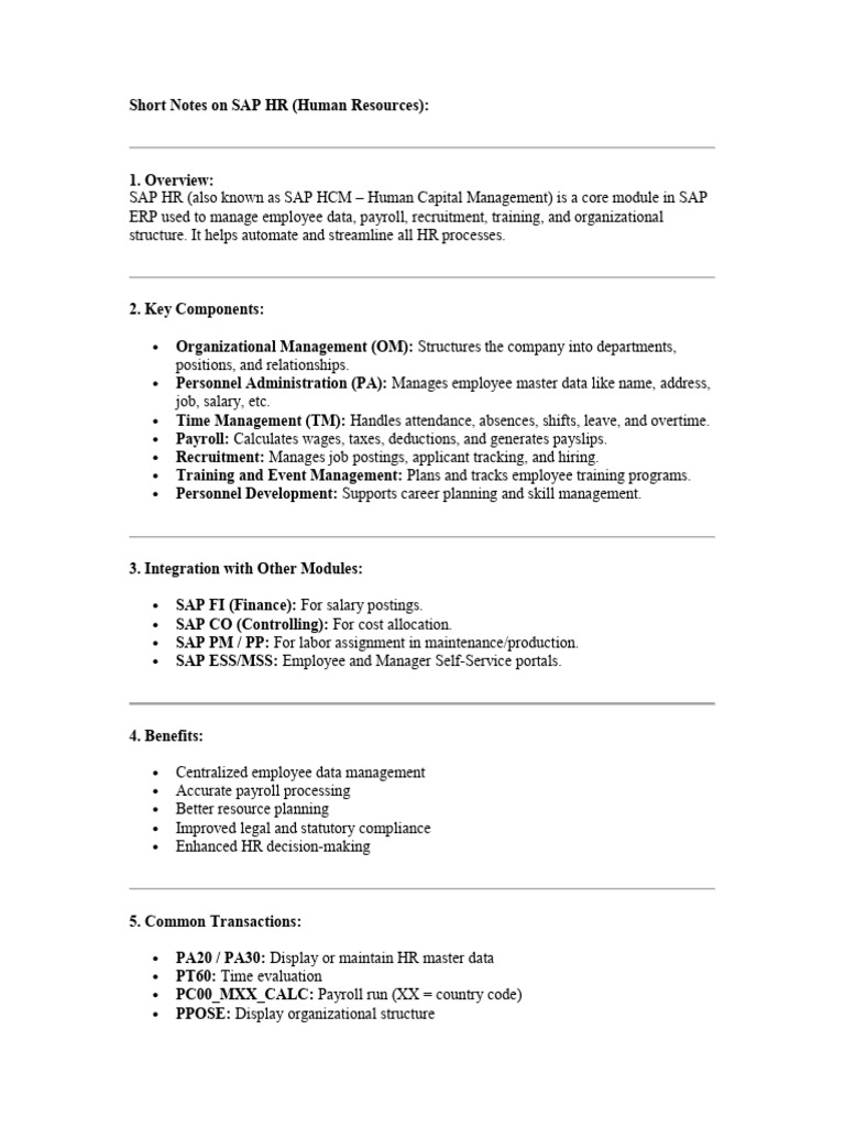 Overview of SAP HR Module | PDF