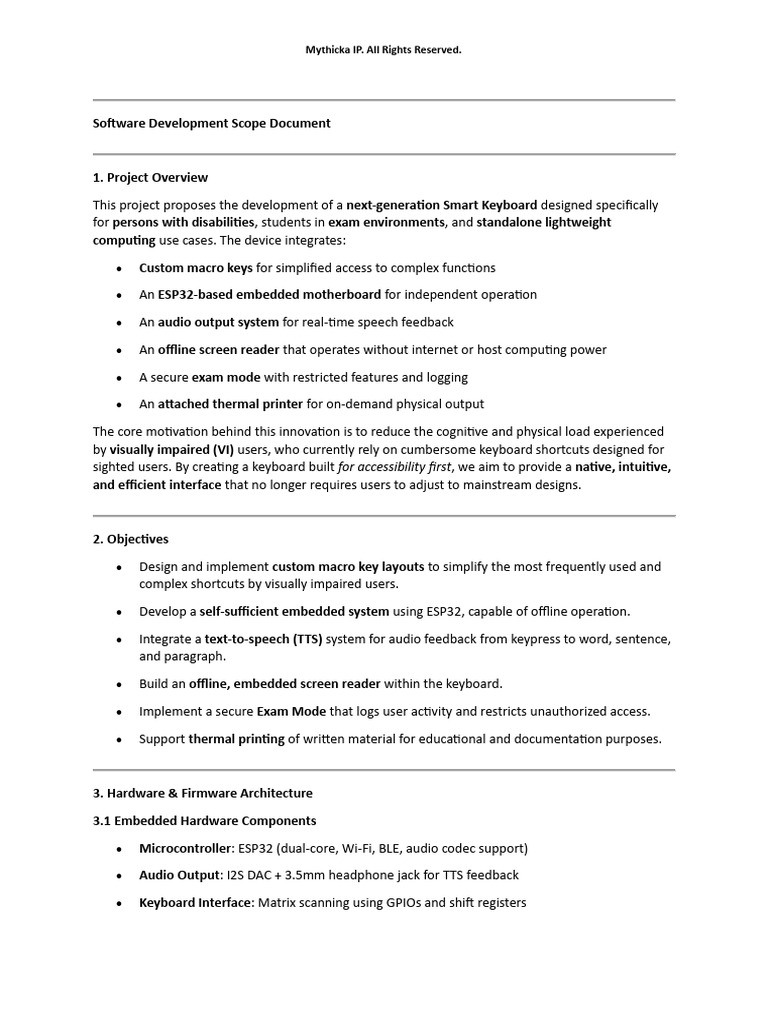 Software Development Scope Document For Mythicka Keybud | PDF ...