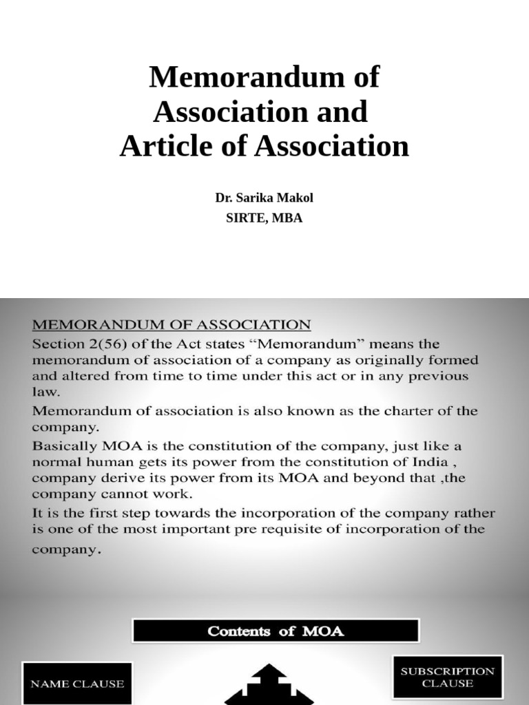 Memorandum & Articles of Association | PDF