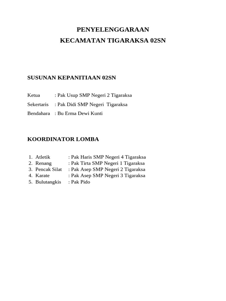 Panitia O2sn | PDF
