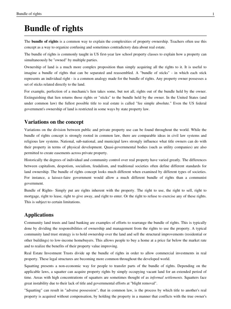 Bundle of Rights Real Estate Government Information