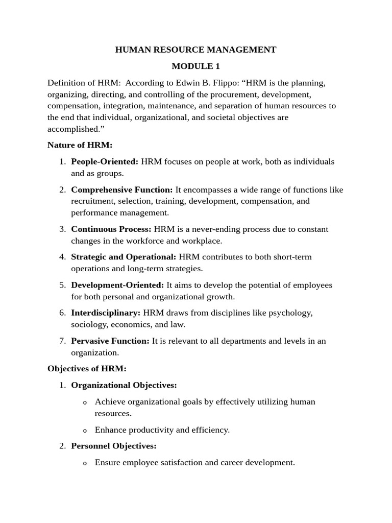 Overview of Human Resource Management | PDF | Human Resource Management ...