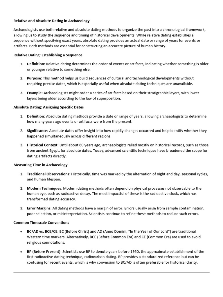 Dating Methods in Archaeology Explained | PDF | Radiocarbon Dating ...