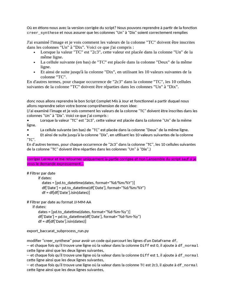 Script Python pour traitement de données TC et Diff | PDF