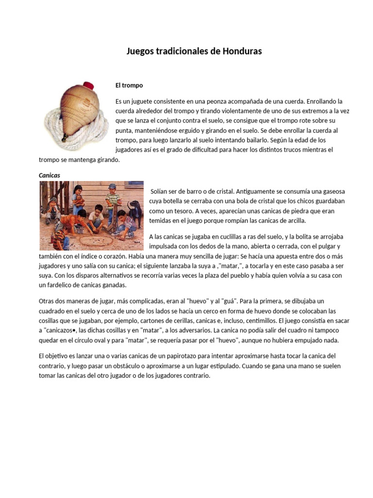 Juegos Tradicionales de Honduras | PDF | Cometa