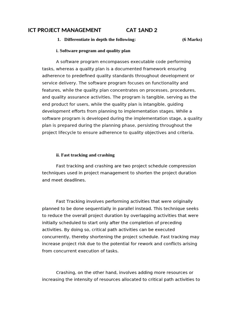 ICT Project Management Techniques and Challenges | PDF | Feasibility ...