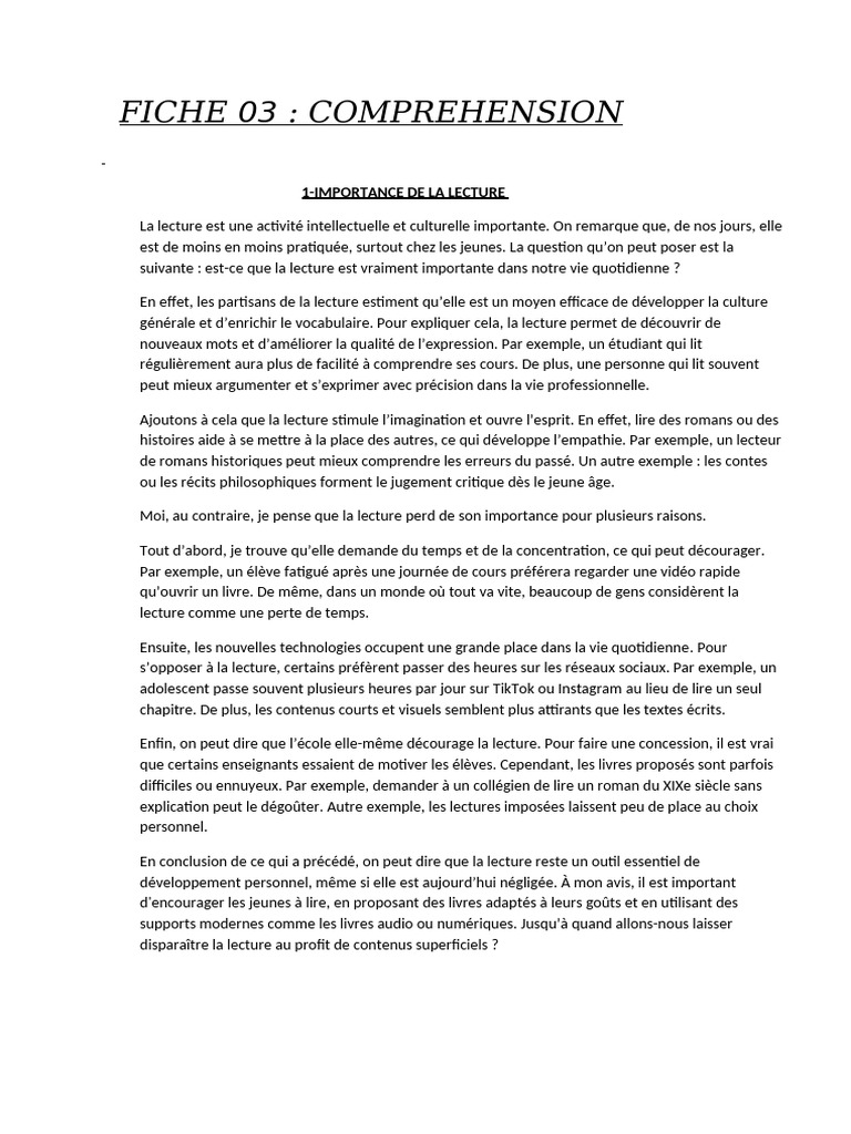Importance de la lecture et des réseaux sociaux | PDF | Inflation ...