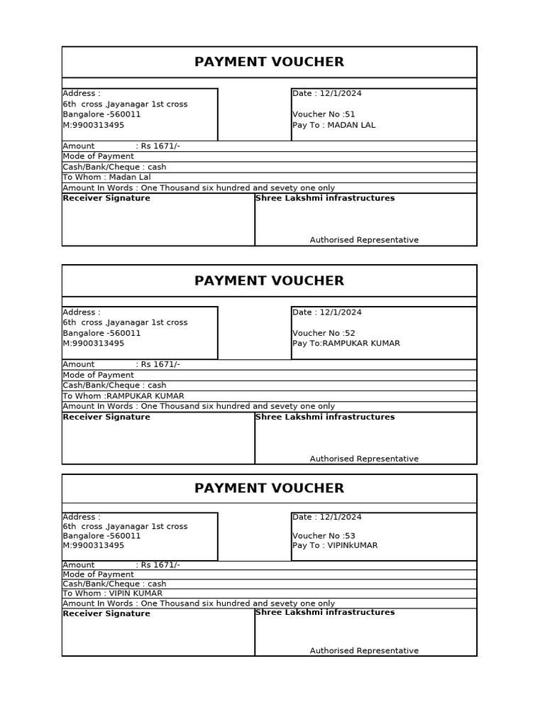 Payment Vouchers for Employees | PDF | Cheque | Payments