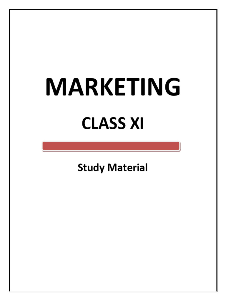 Marketing Concepts for Class XI Students | PDF | Marketing | Market ...