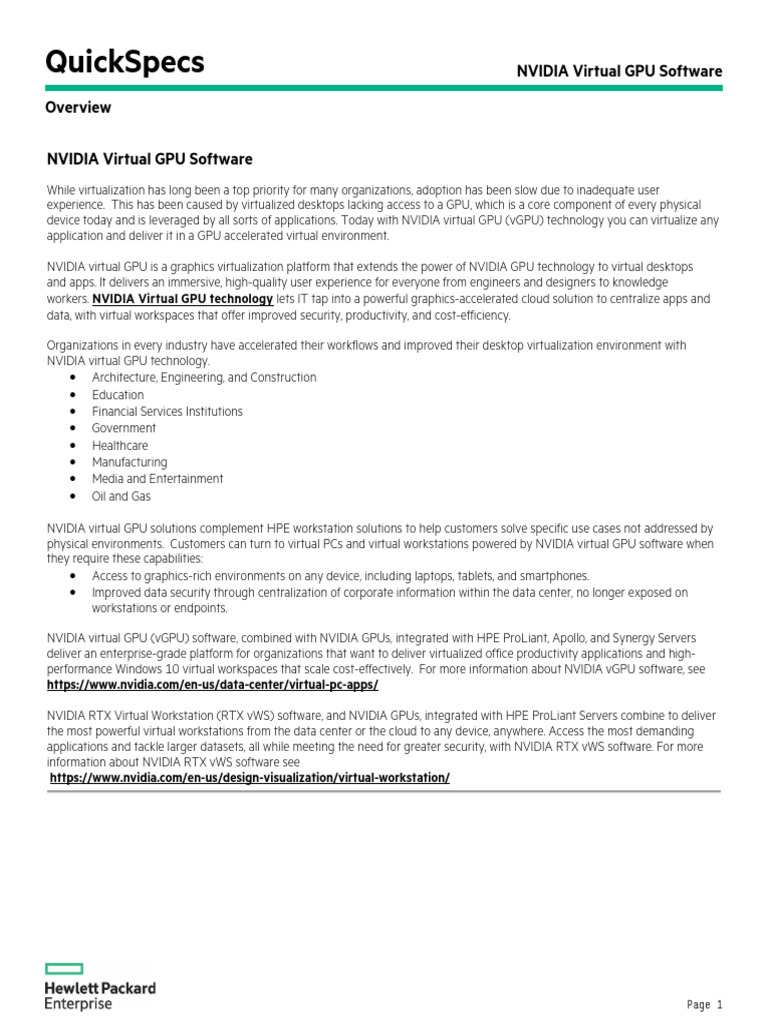 NVIDIA Virtual GPU Software Overview | PDF | Graphics Processing Unit ...