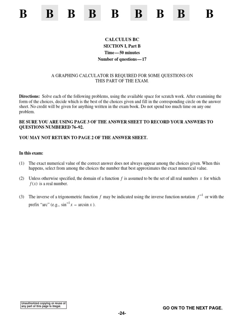 2012 AP Calculus BC Exam Part B | PDF | Function (Mathematics) | Analysis
