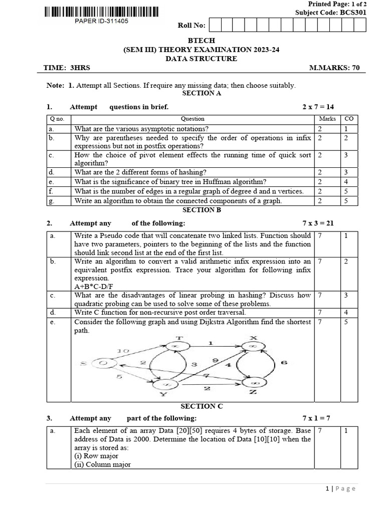Data Structures ( 5 Years PYQ) | PDF | Time Complexity | Computer ...