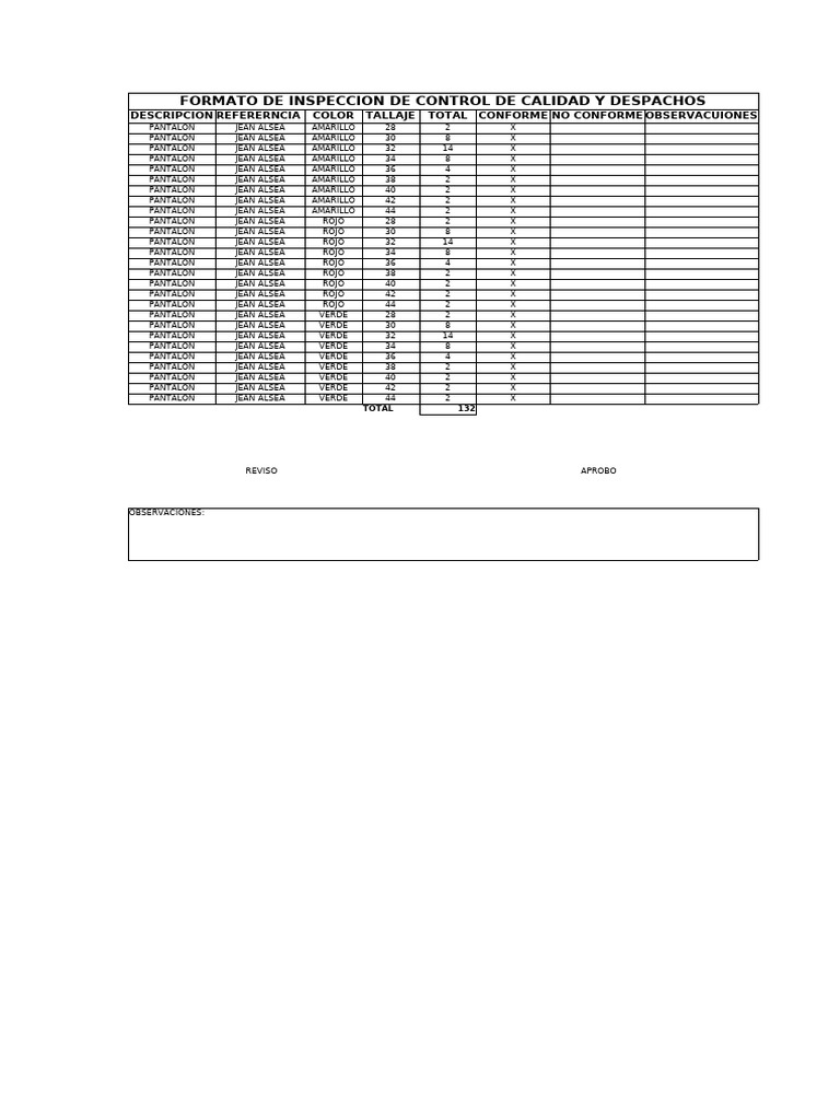 Formato de Inspeccion y Despachos | PDF