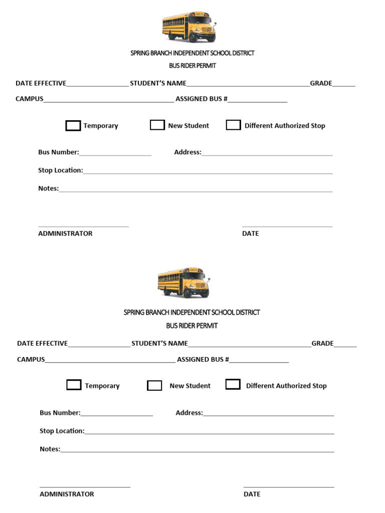 Bus Rider Permit - Document | PDF