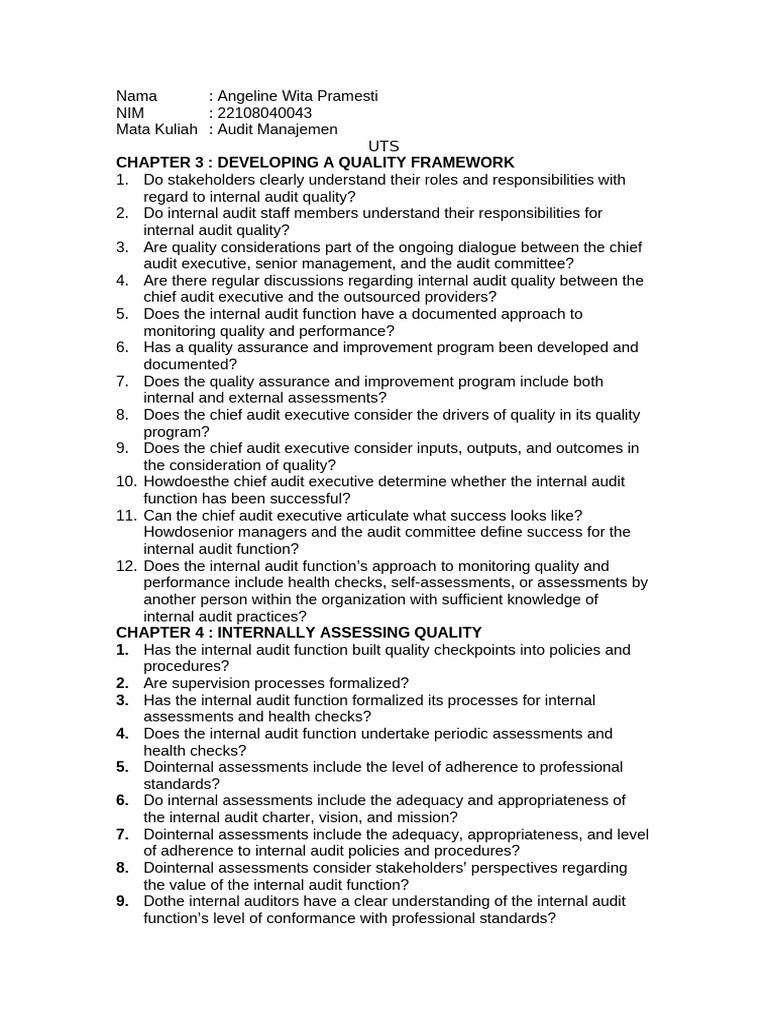 Internal Audit Quality Framework Guide | PDF | Internal Audit | Audit