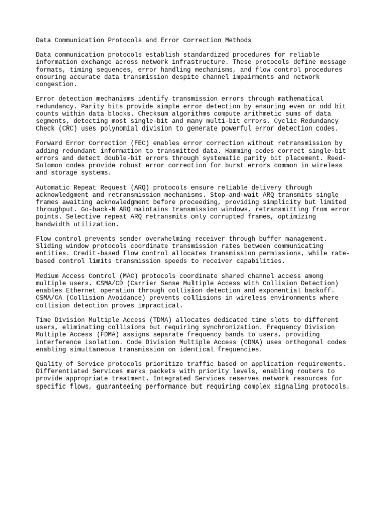 Data Communication Protocols Overview | PDF | Error Detection And ...