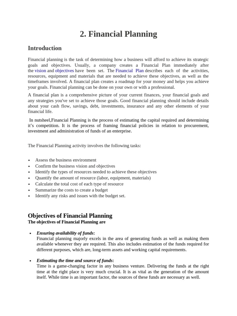 Essential Guide to Financial Planning | PDF | Capital (Economics ...