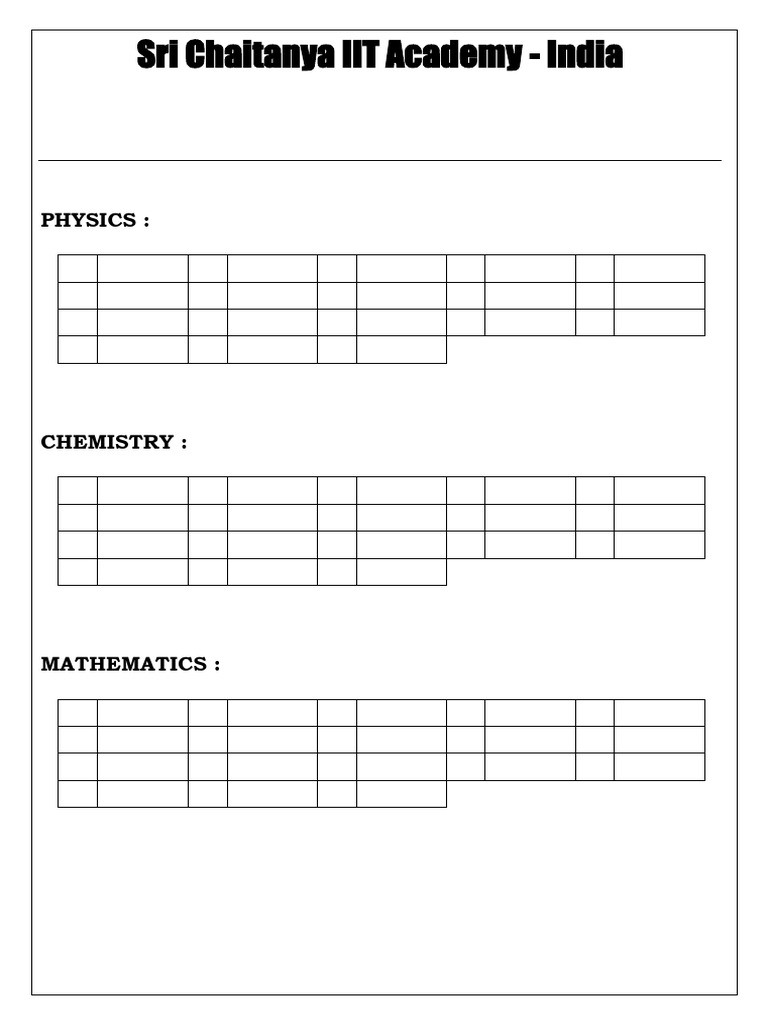 Sri Chaitanya JEE Advanced Test 2025 | PDF | Mathematical Relations ...