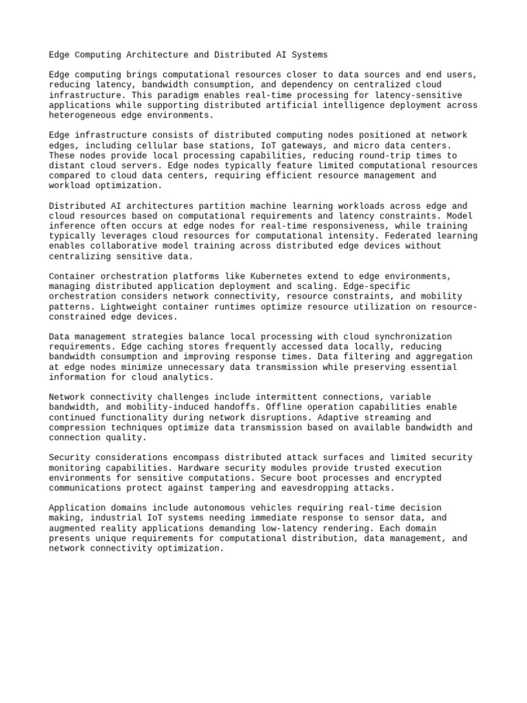 Edge Computing and Distributed AI Systems | PDF | Cloud Computing ...